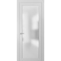 Sartodoors Lite 30x80 Planum 2102 White Silk Frames Trims Satin Nickel Hardware Opaque Core Wooden  Bathroom PLANUM2102ID-WS-30